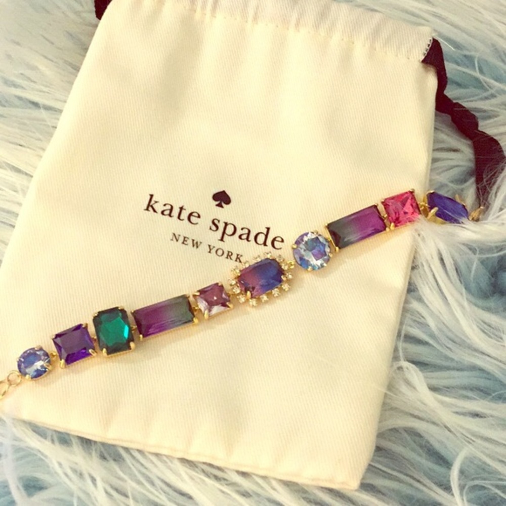 Kate Spade Color Crush Multicolor Crystal Gold-Tone Bracelet NWOT